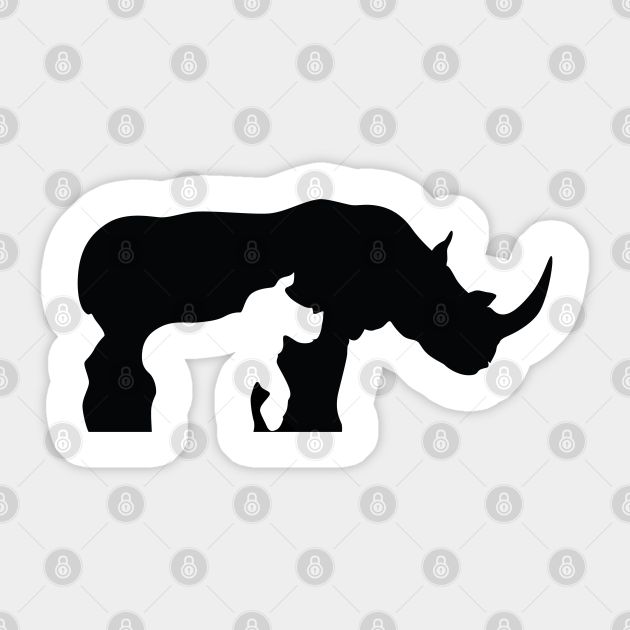 Black and White Rhino Rhino Sticker TeePublic